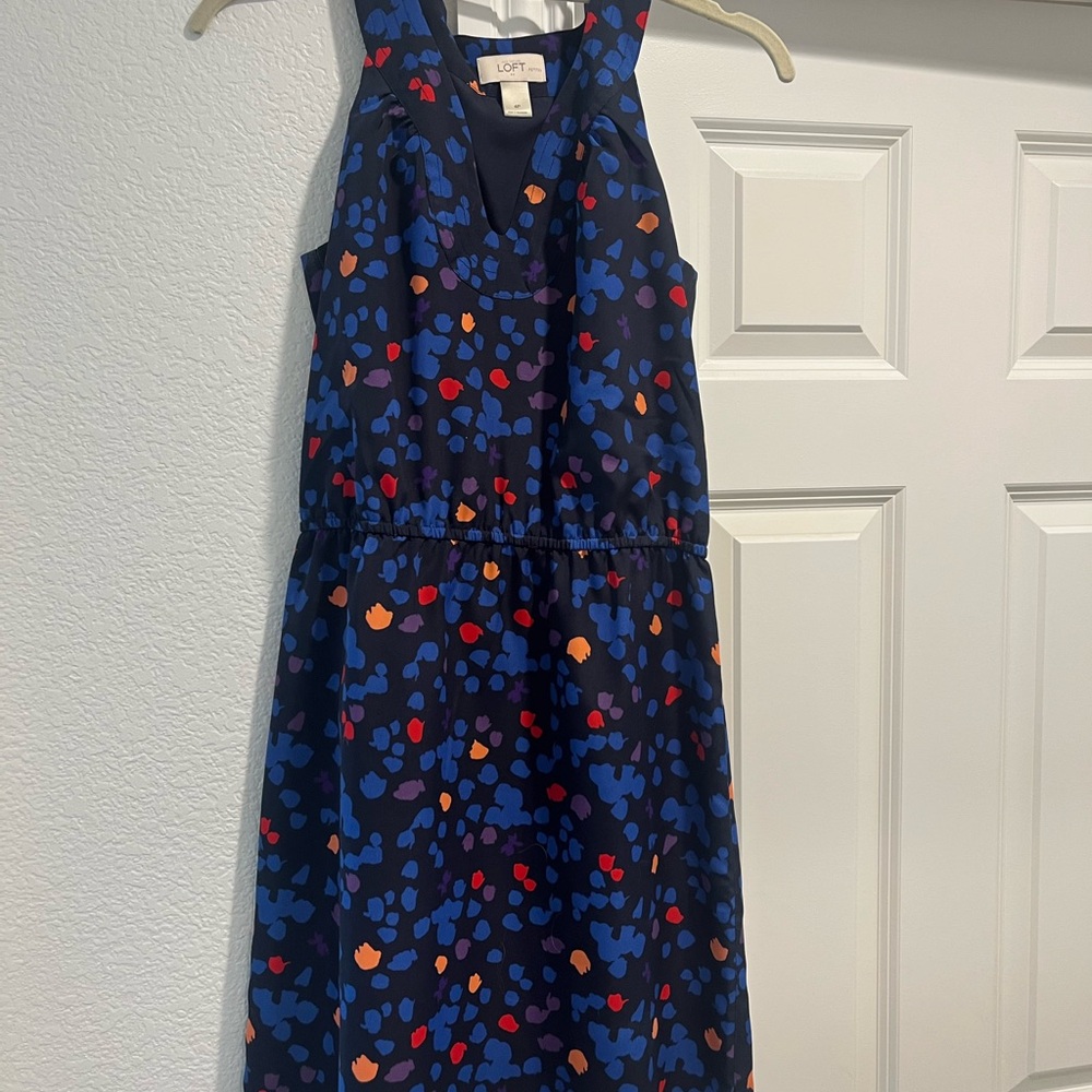LOFT Multicolor Sleeveless Dress with cinch waist. 4P